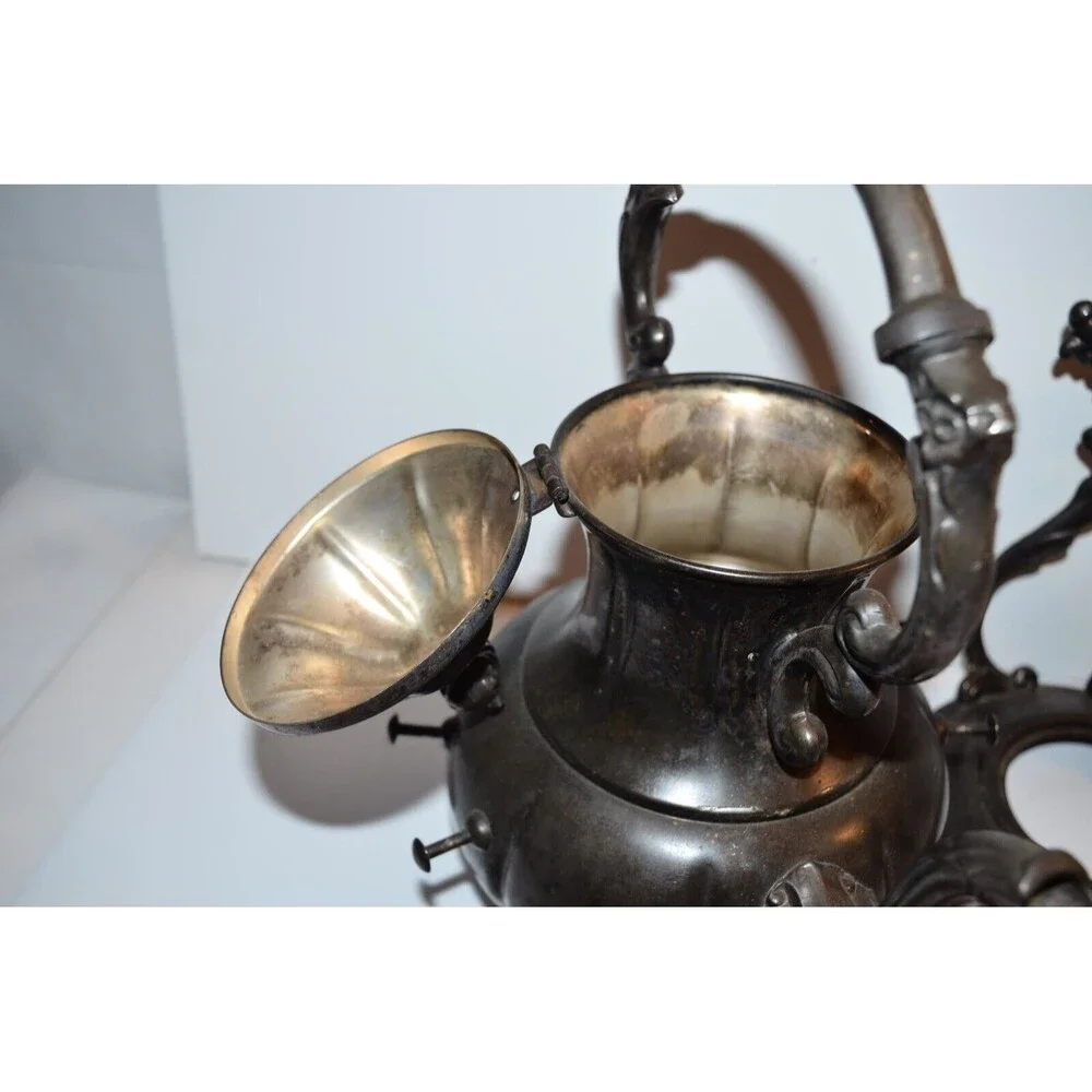 Vtg Sheridan Silver on copper Tilt Tea Pot Coffee Stand No Warmer silverplate